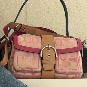 Rare 2004 Vintage Coach Pink Optic Soho Pocket Flap Bag